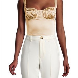 Ruched Tank Stretch Charmeuse Bodysuit